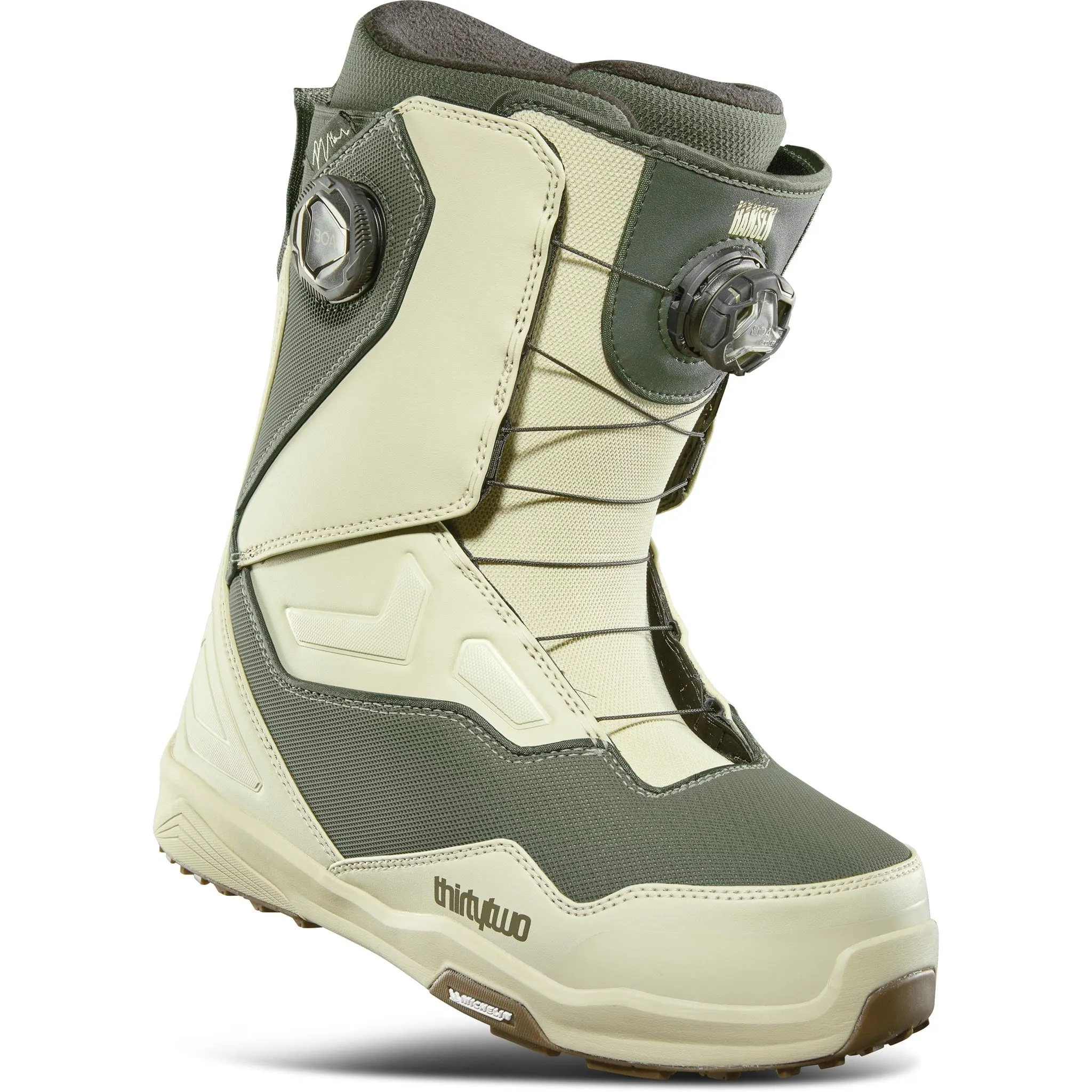 32 TM-2 Double Boa Hansen Snowboard Boot Warm Grey Olive Early Release 2025