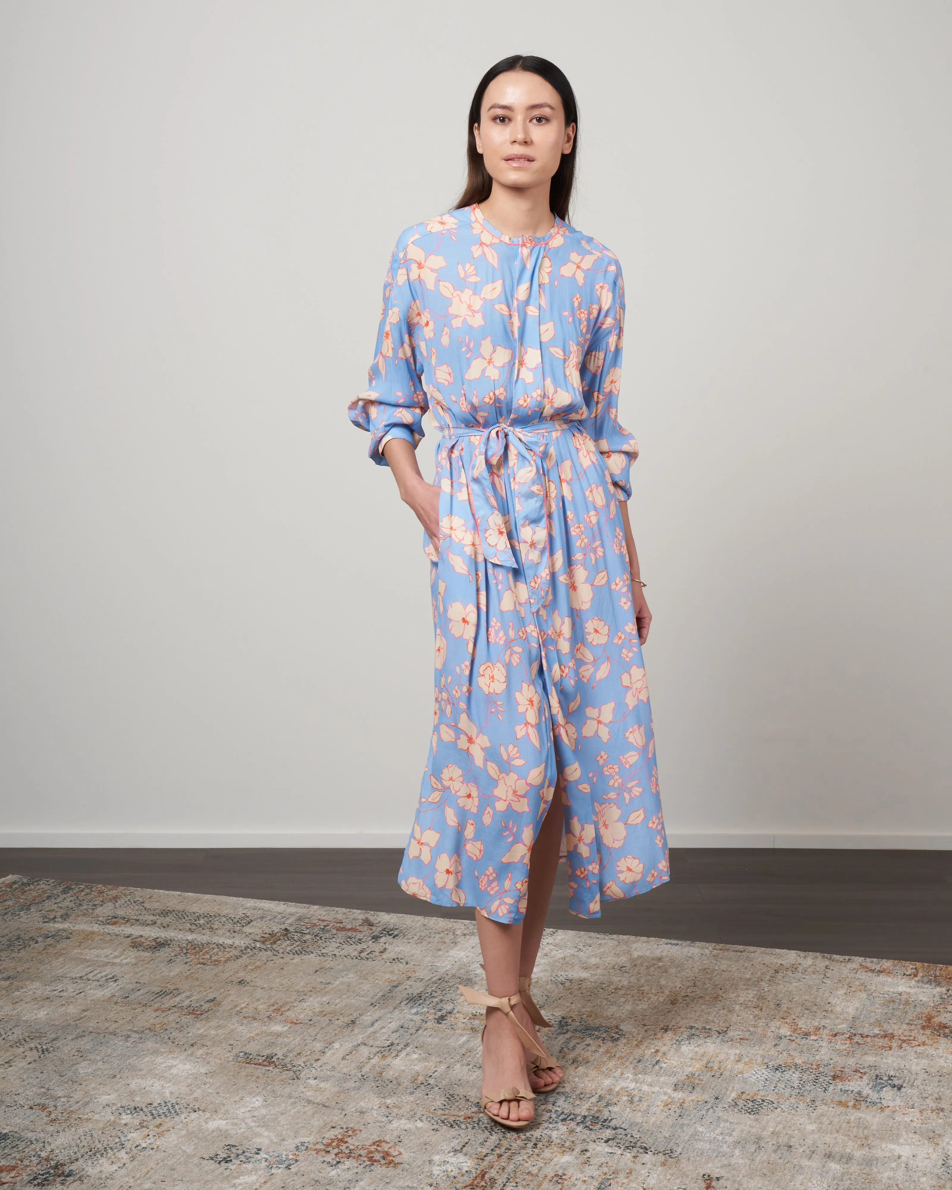 abito crepe de chine viscosa stampa dress - true colors