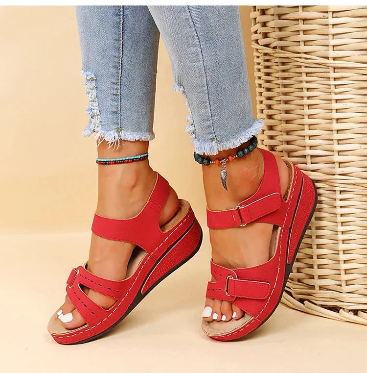 Adjustable Strap Wedge Sandals
