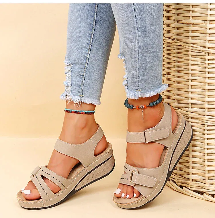 Adjustable Strap Wedge Sandals