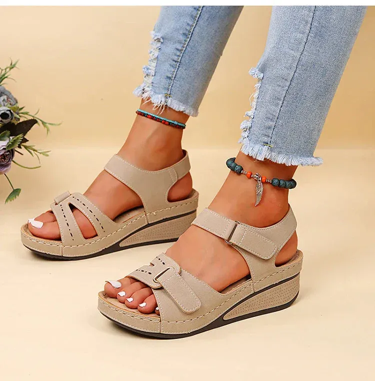 Adjustable Strap Wedge Sandals