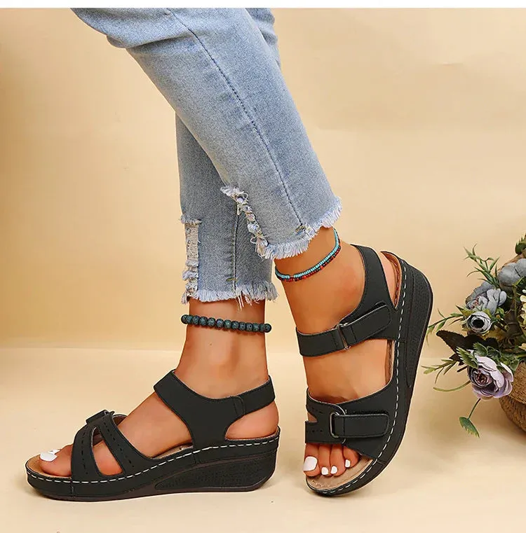 Adjustable Strap Wedge Sandals