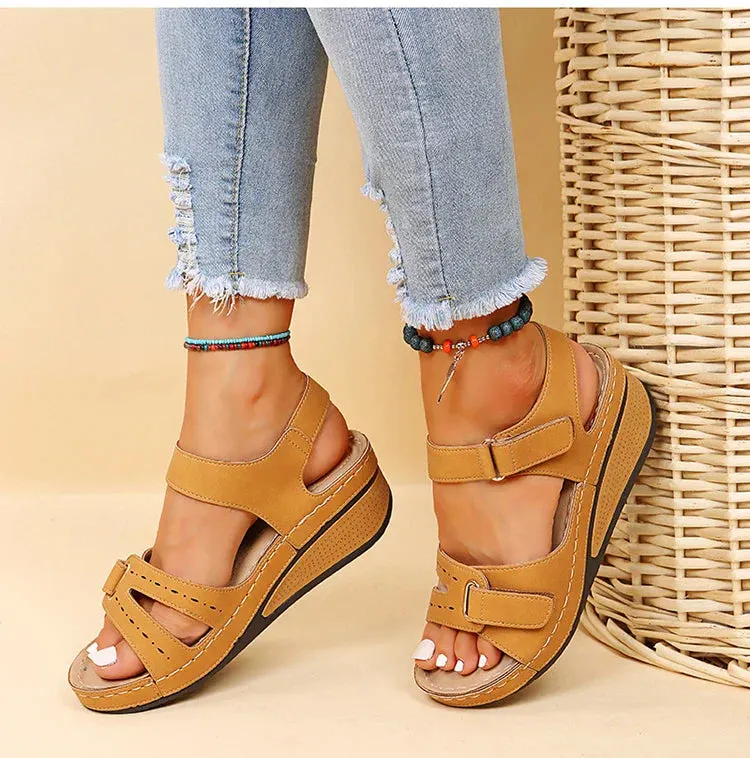 Adjustable Strap Wedge Sandals