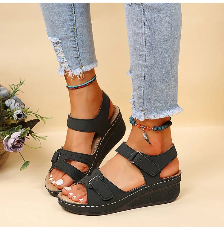 Adjustable Strap Wedge Sandals