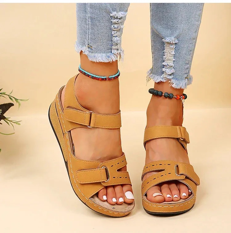 Adjustable Strap Wedge Sandals