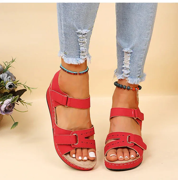 Adjustable Strap Wedge Sandals
