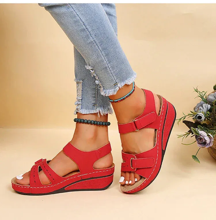 Adjustable Strap Wedge Sandals