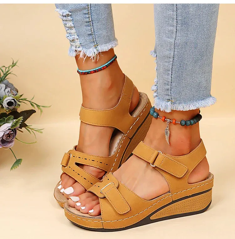 Adjustable Strap Wedge Sandals
