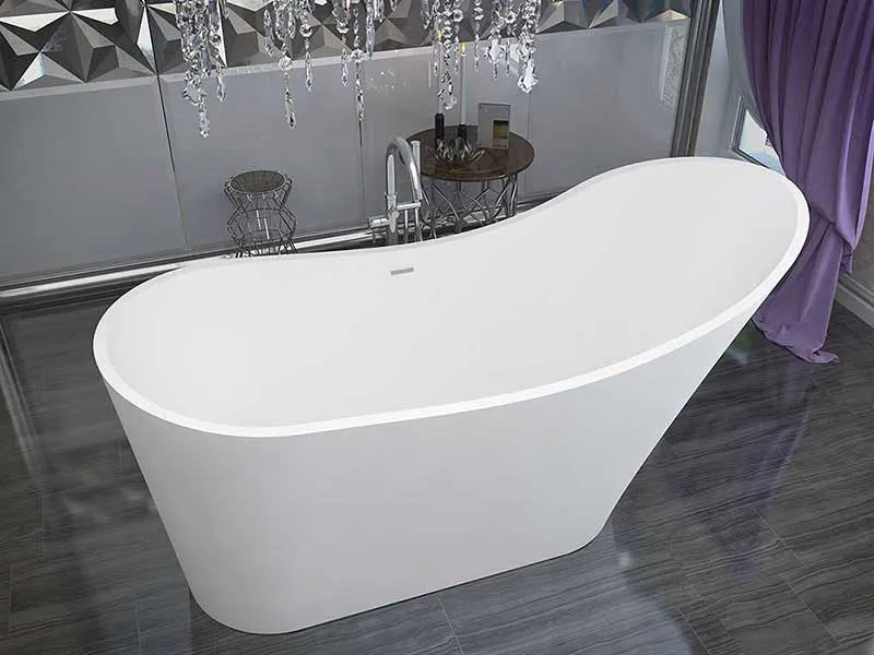 Alto 67.5 in. One Piece Anzzi Stone Freestanding Bathtub in White