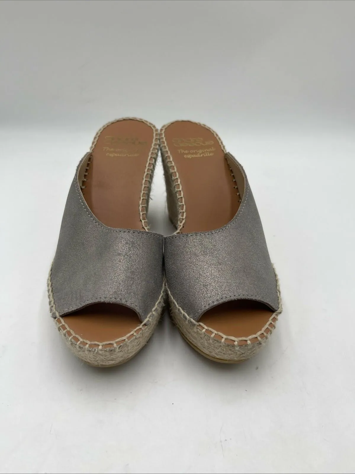 Andre Assous Women's Catarina Espadrille Platform Wedge Sandals Grey Size 9 - Very Good