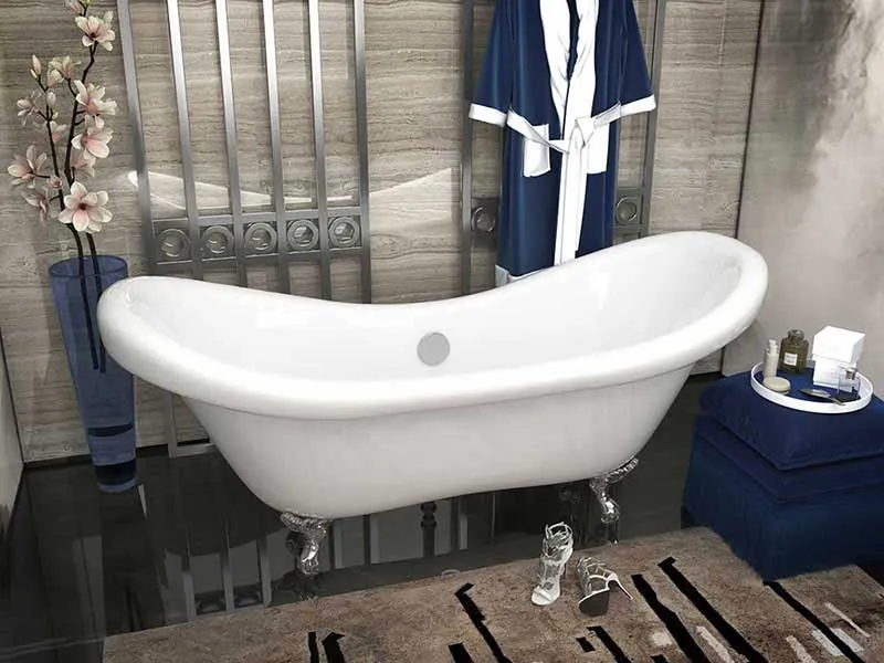 Anzzi Aegis 68.75 in. Claw Foot One Piece Acrylic Freestanding Bathtub in Glossy White