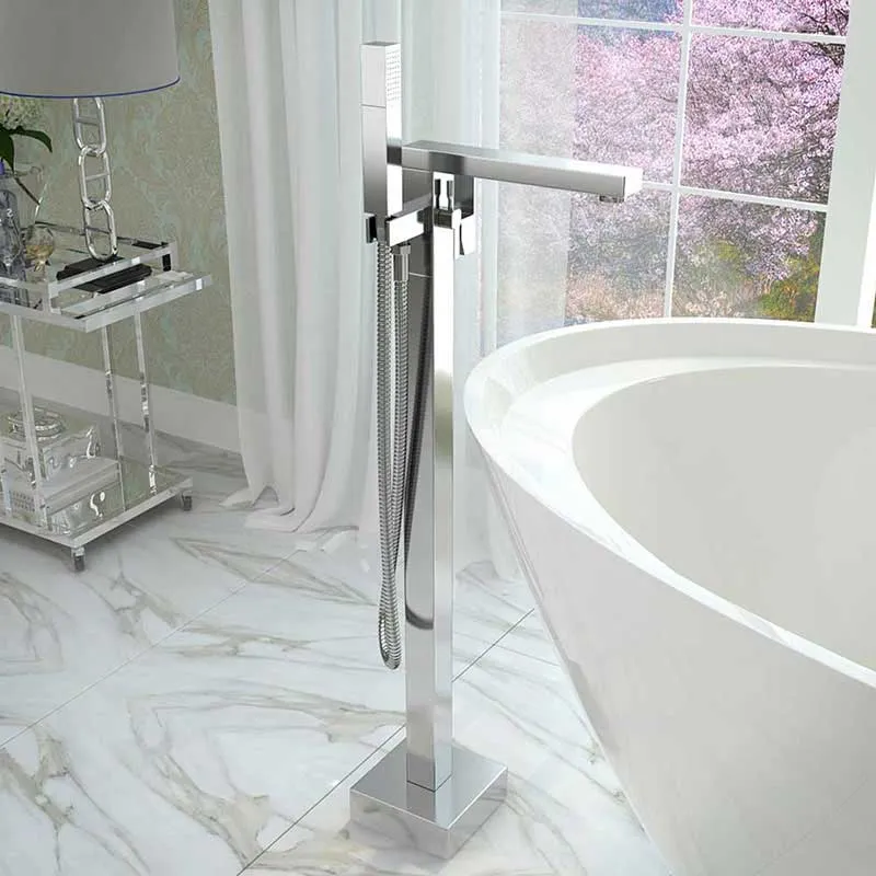 Anzzi Cielo 6.5 ft. Man-Made Stone Freestanding Non-Whirlpool Bathtub in Matte White and Dawn Series Faucet in Chrome
