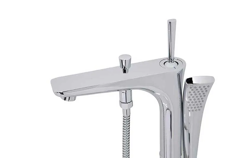 Anzzi Cielo 6.5 ft. Man-Made Stone Freestanding Non-Whirlpool Bathtub in Matte White and Kase Series Faucet in Chrome