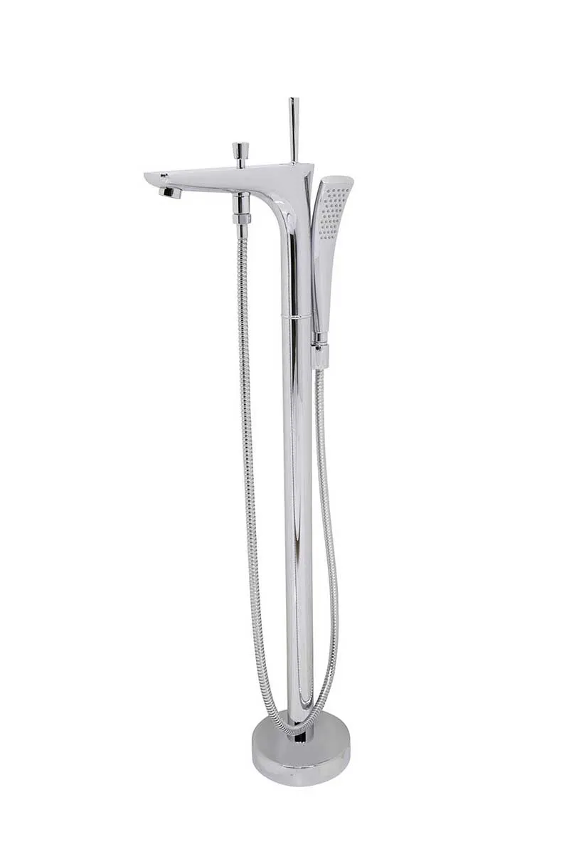 Anzzi Cielo 6.5 ft. Man-Made Stone Freestanding Non-Whirlpool Bathtub in Matte White and Kase Series Faucet in Chrome