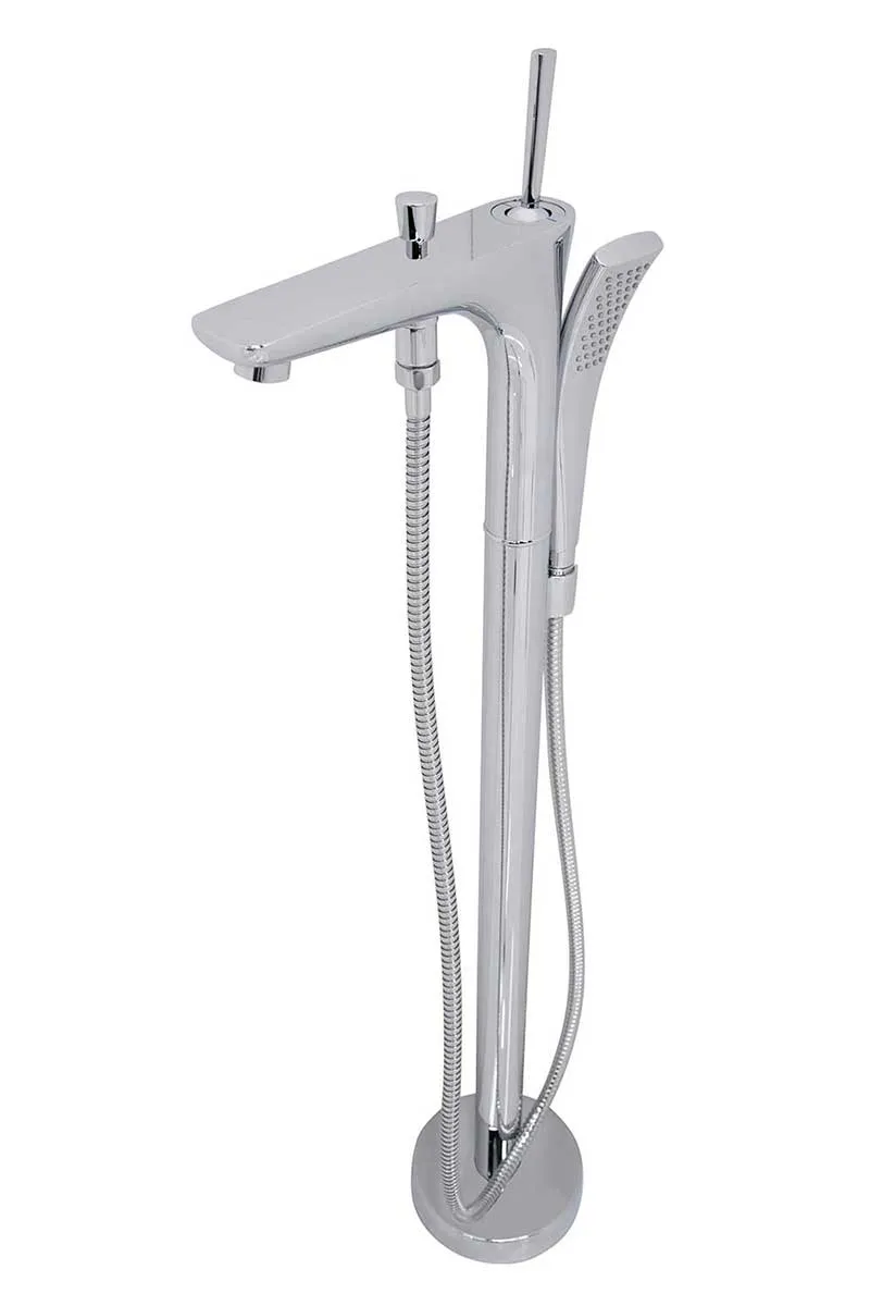 Anzzi Cielo 6.5 ft. Man-Made Stone Freestanding Non-Whirlpool Bathtub in Matte White and Kase Series Faucet in Chrome