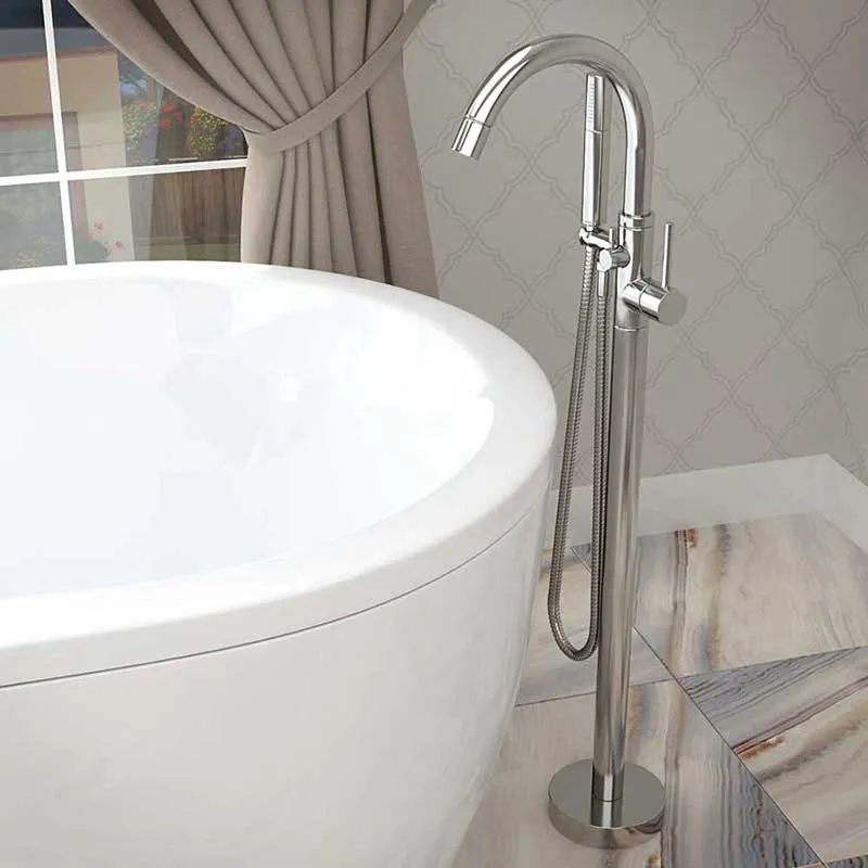 Anzzi Cielo 6.5 ft. Man-Made Stone Freestanding Non-Whirlpool Bathtub in Matte White and Kros Series Faucet in Chrome