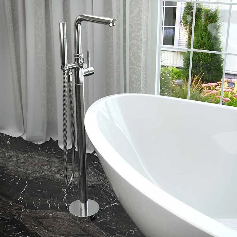 Anzzi Cielo 6.5 ft. Man-Made Stone Freestanding Non-Whirlpool Bathtub in Matte White and Sens Series Faucet in Chrome