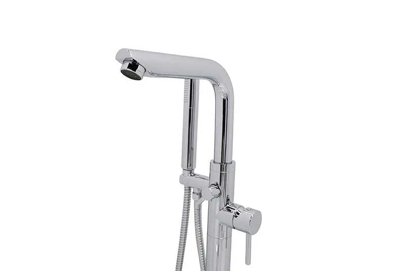 Anzzi Cielo 6.5 ft. Man-Made Stone Freestanding Non-Whirlpool Bathtub in Matte White and Sens Series Faucet in Chrome