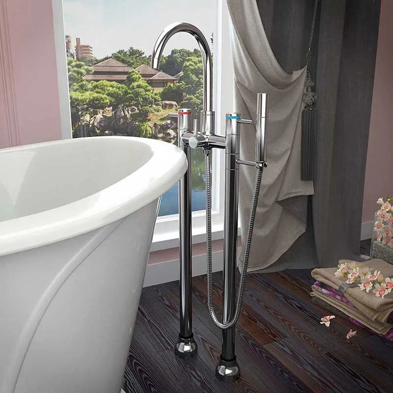 Anzzi Cielo 6.5 ft. Man-Made Stone Freestanding Non-Whirlpool Bathtub in Matte White and Sol Series Faucet in Chrome