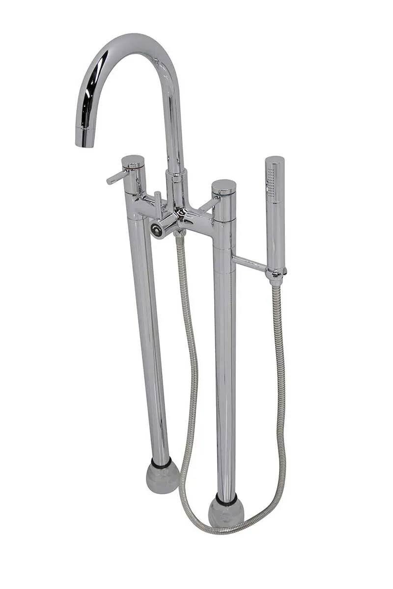 Anzzi Cielo 6.5 ft. Man-Made Stone Freestanding Non-Whirlpool Bathtub in Matte White and Sol Series Faucet in Chrome