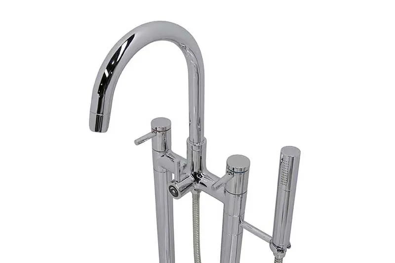 Anzzi Cielo 6.5 ft. Man-Made Stone Freestanding Non-Whirlpool Bathtub in Matte White and Sol Series Faucet in Chrome