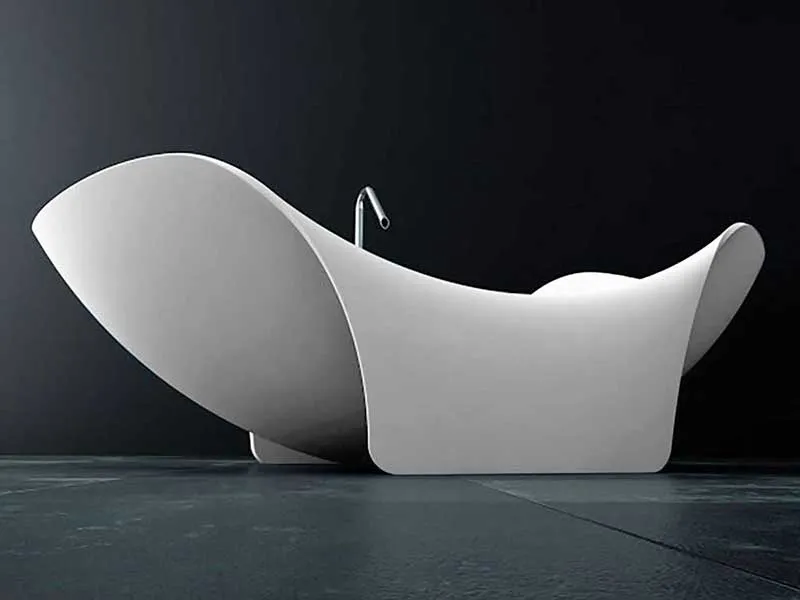 Anzzi Cielo 78 in. One Piece Man Made Stone Freestanding One-of-a-Kind Bathtub in White