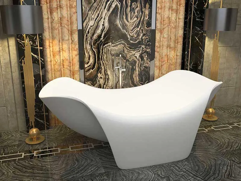 Anzzi Cielo 78 in. One Piece Man Made Stone Freestanding One-of-a-Kind Bathtub in White
