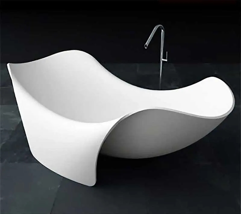 Anzzi Cielo 78 in. One Piece Man Made Stone Freestanding One-of-a-Kind Bathtub in White