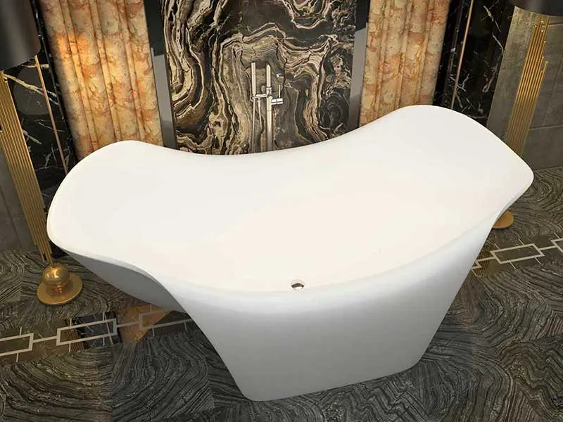 Anzzi Cielo 78 in. One Piece Man Made Stone Freestanding One-of-a-Kind Bathtub in White