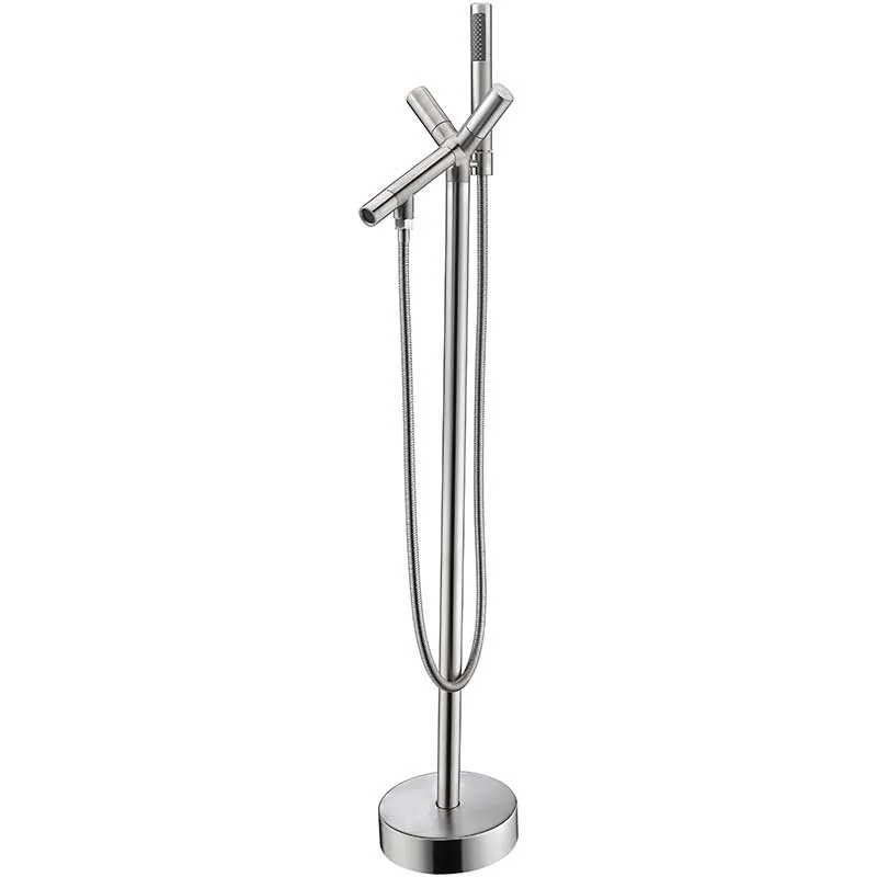 Anzzi Eft 67 in. Acrylic Flatbottom Non-Whirlpool Bathtub in White with Havasu Faucet in Brushed Nickel