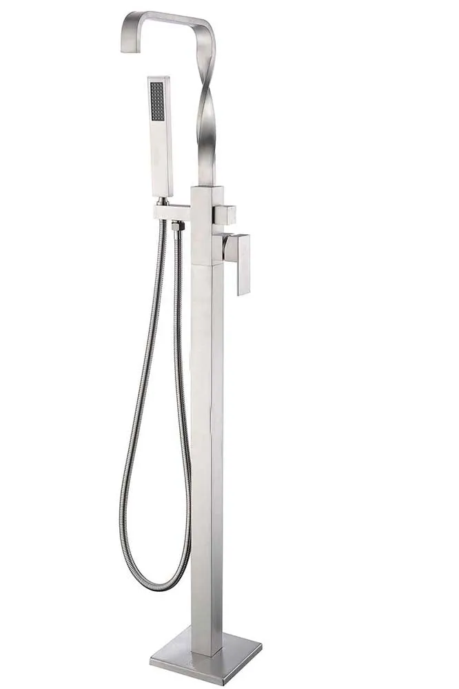 Anzzi Eft 67 in. Acrylic Flatbottom Non-Whirlpool Bathtub in White with Yosemite Faucet in Brushed Nickel