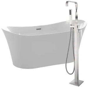 Anzzi Eft 67 in. Acrylic Flatbottom Non-Whirlpool Bathtub in White with Yosemite Faucet in Brushed Nickel