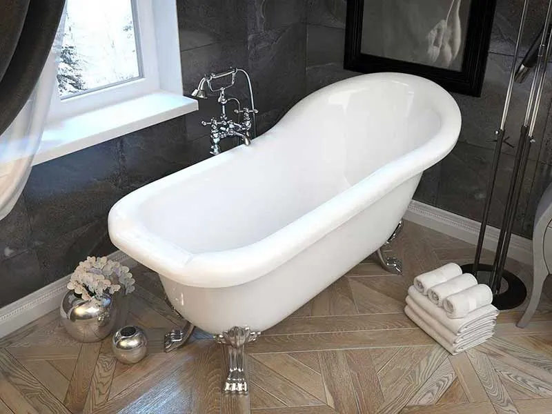 Anzzi PEGASUS 5.5 ft. Claw Foot One Piece Acrylic Freestanding Soaking Bathtub in Glossy White