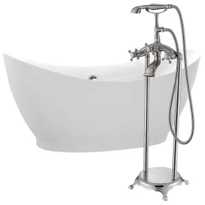Anzzi Reginald 68 in. Acrylic Soaking Bathtub in White with Tugela Faucet in Brushed Nickel