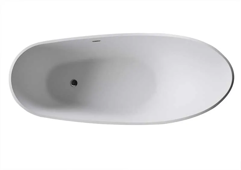 Anzzi Tuasavi 5.6 ft. Solid Surface Center Drain Freestanding Bathtub in Matte White