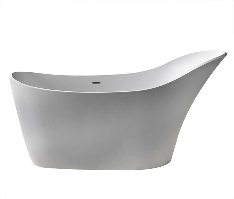 Anzzi Tuasavi 5.6 ft. Solid Surface Center Drain Freestanding Bathtub in Matte White