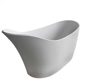 Anzzi Tuasavi 5.6 ft. Solid Surface Center Drain Freestanding Bathtub in Matte White