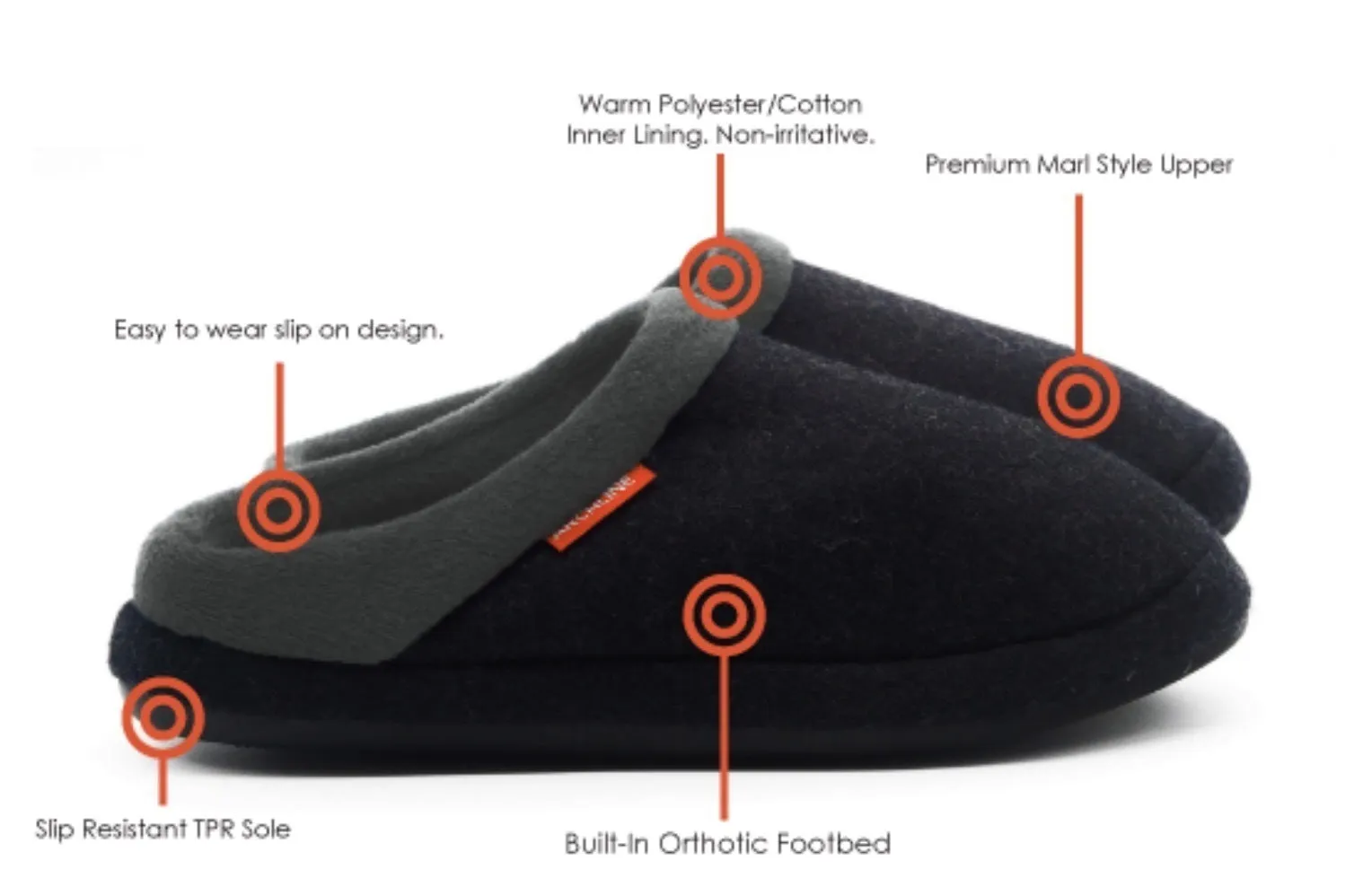 ARCHLINE Orthotic Slippers Slip On Arch Scuffs Orthopedic Moccasins - Charcoal Marle - EUR 44