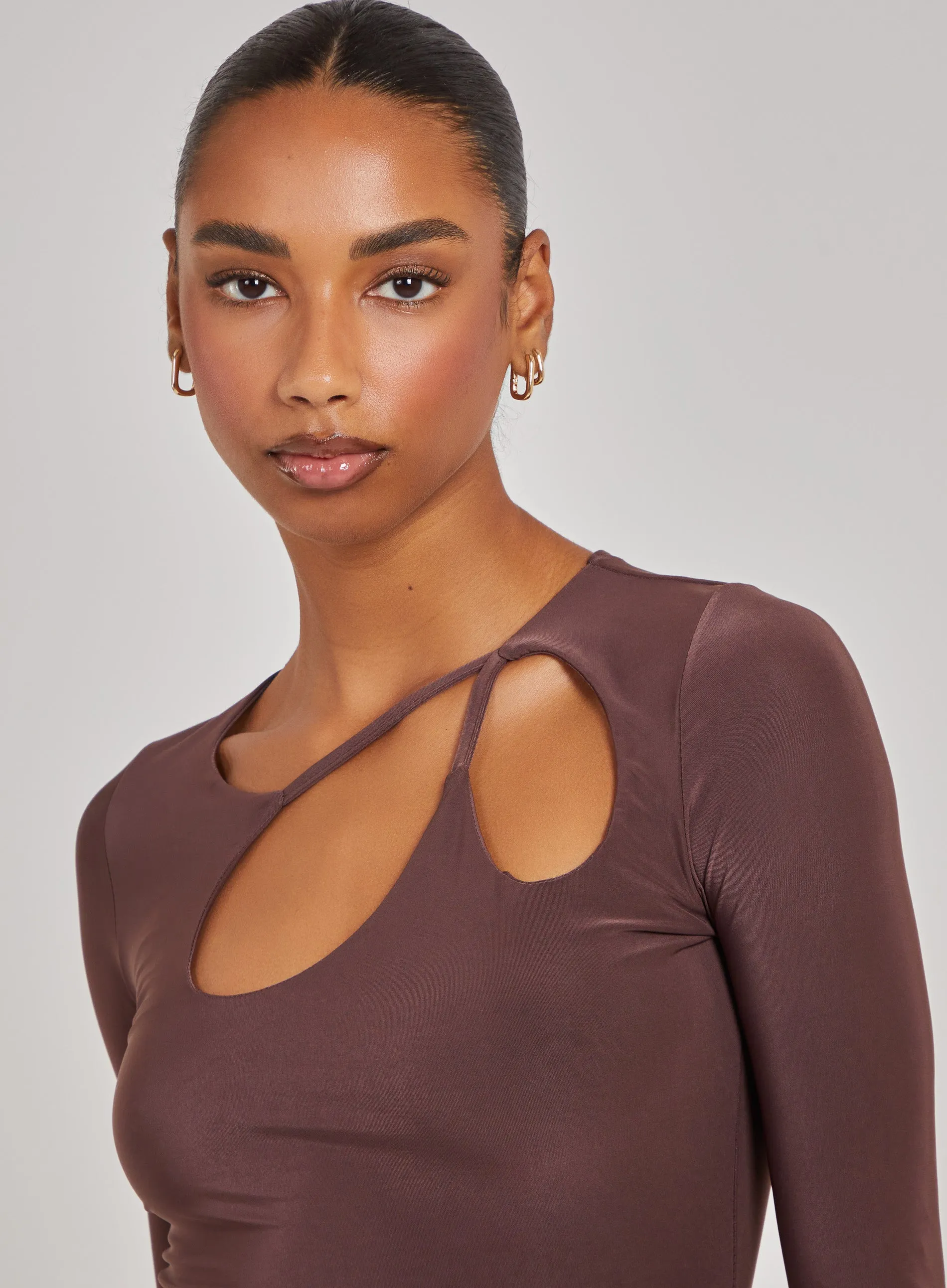 Asymmetric Cut Out Shoulder Dress