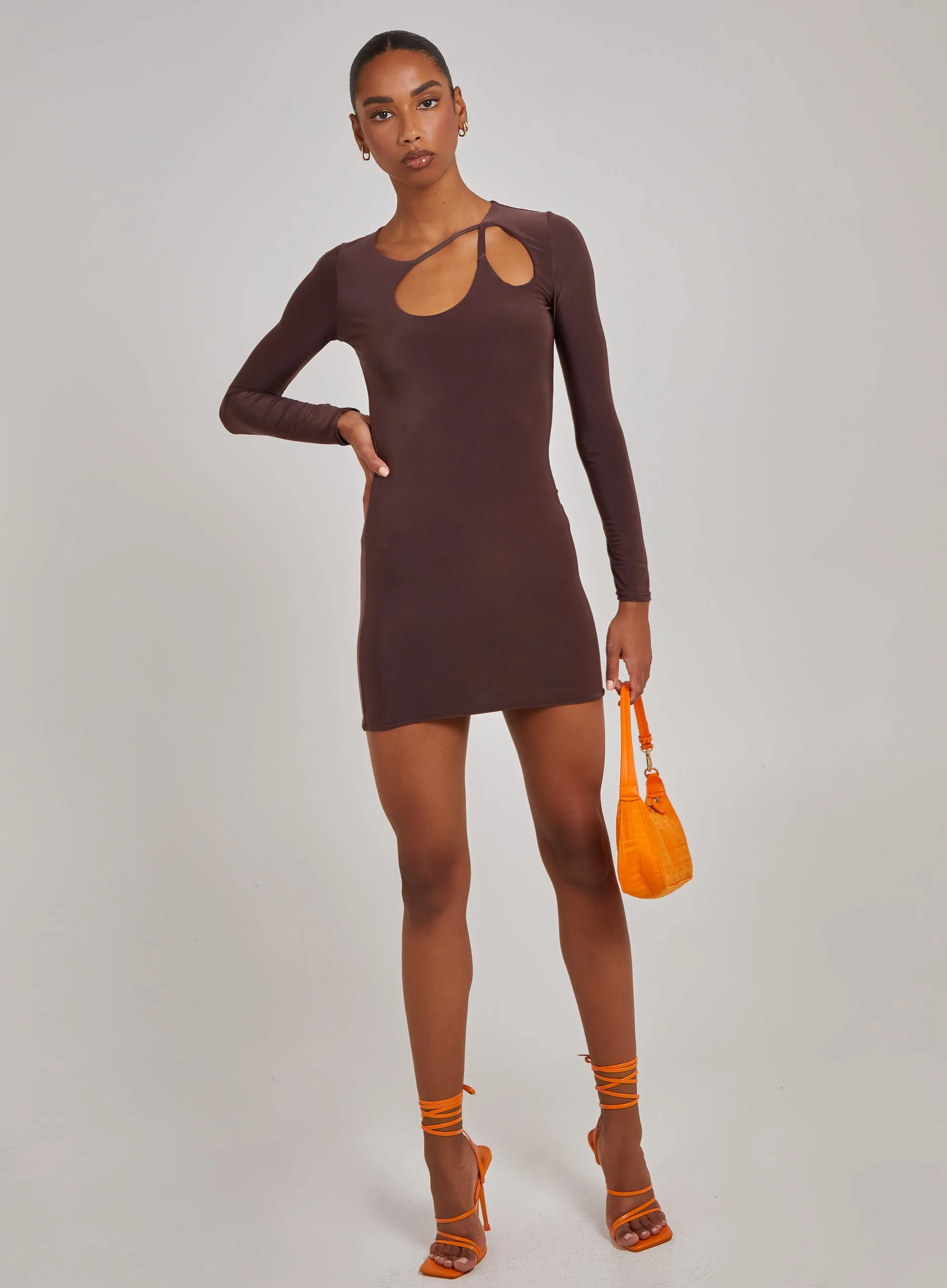 Asymmetric Cut Out Shoulder Dress
