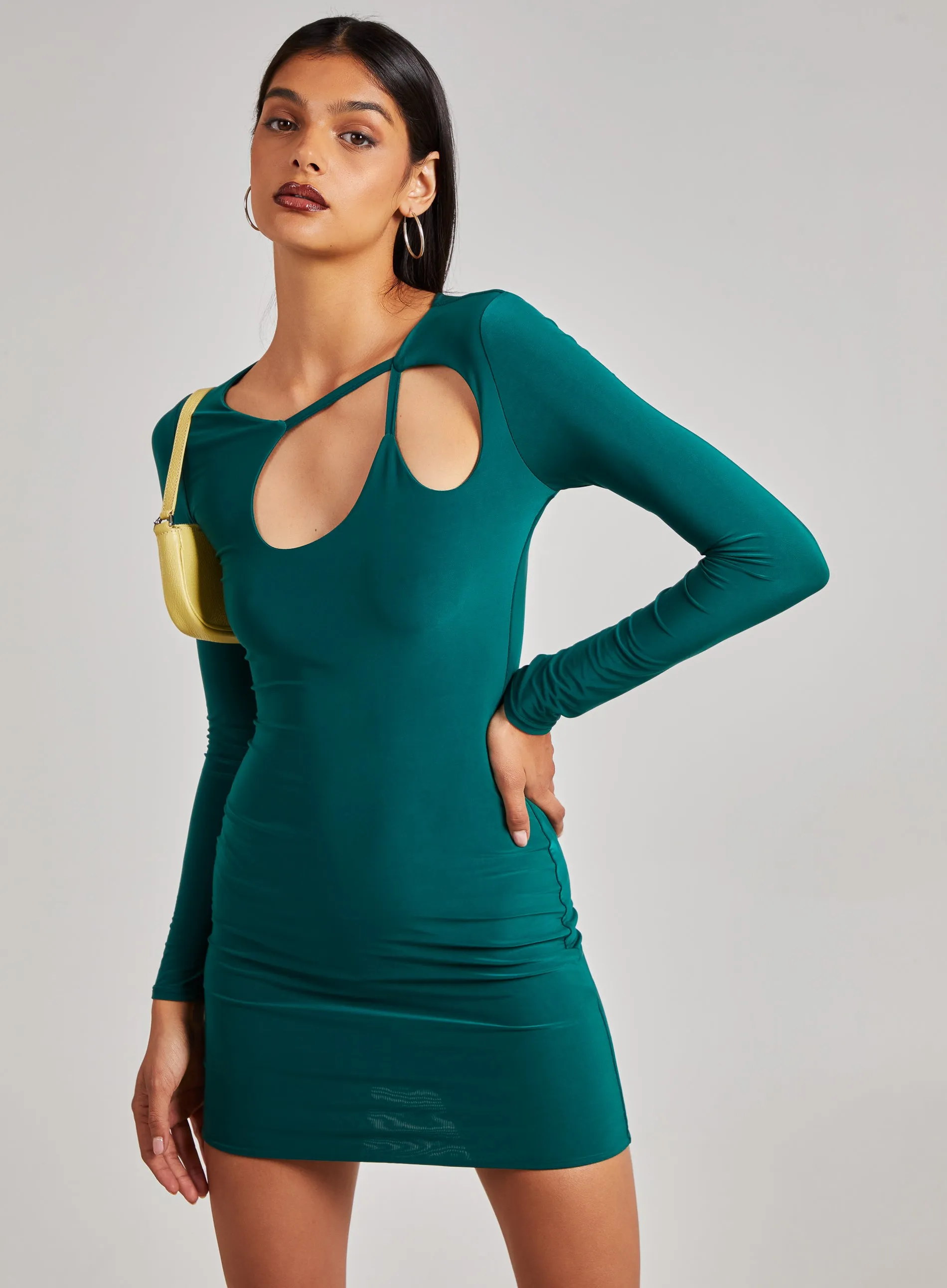 Asymmetric Cut Out Shoulder Dress