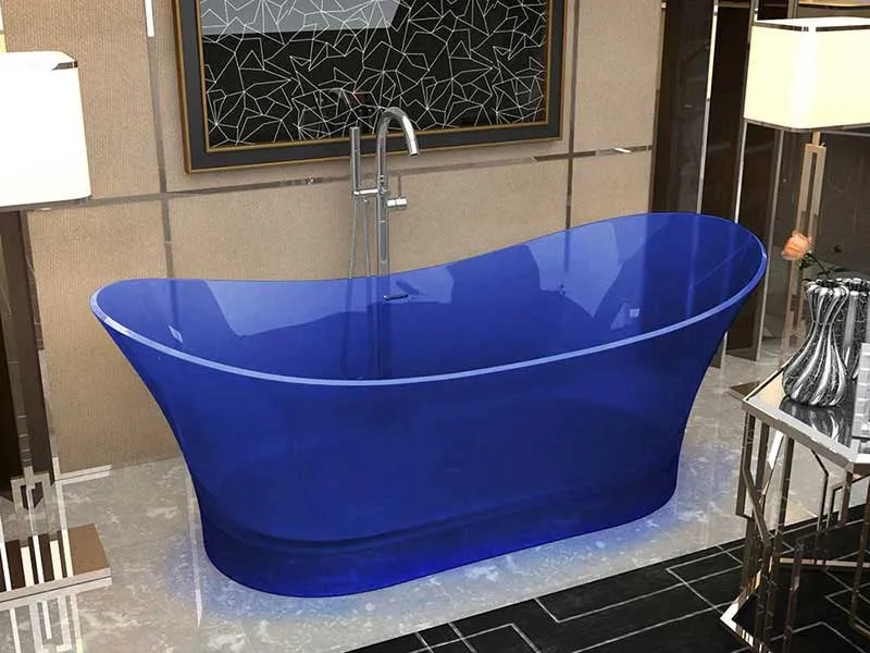 Azul 69 in. One Piece Anzzi Stone Freestanding Bathtub in Trancendent Regal Blue