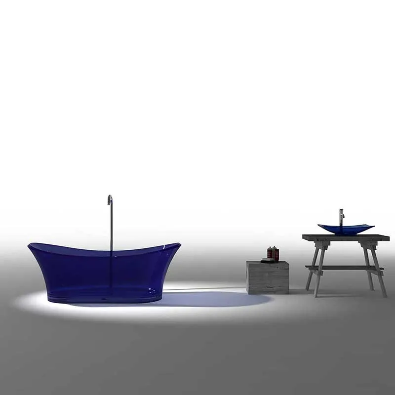 Azul 69 in. One Piece Anzzi Stone Freestanding Bathtub in Trancendent Regal Blue