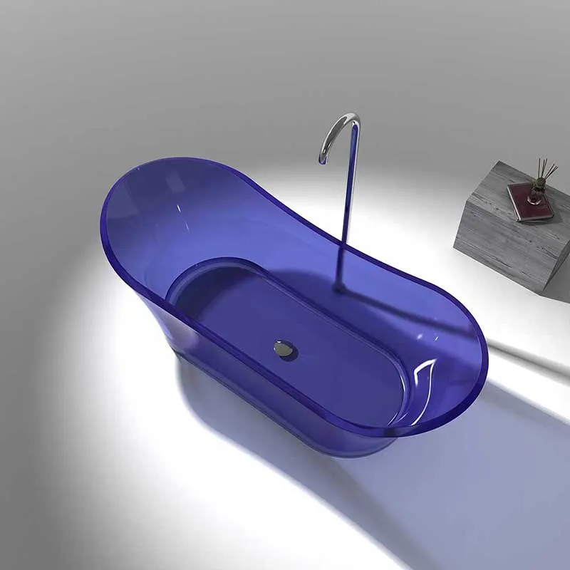 Azul 69 in. One Piece Anzzi Stone Freestanding Bathtub in Trancendent Regal Blue