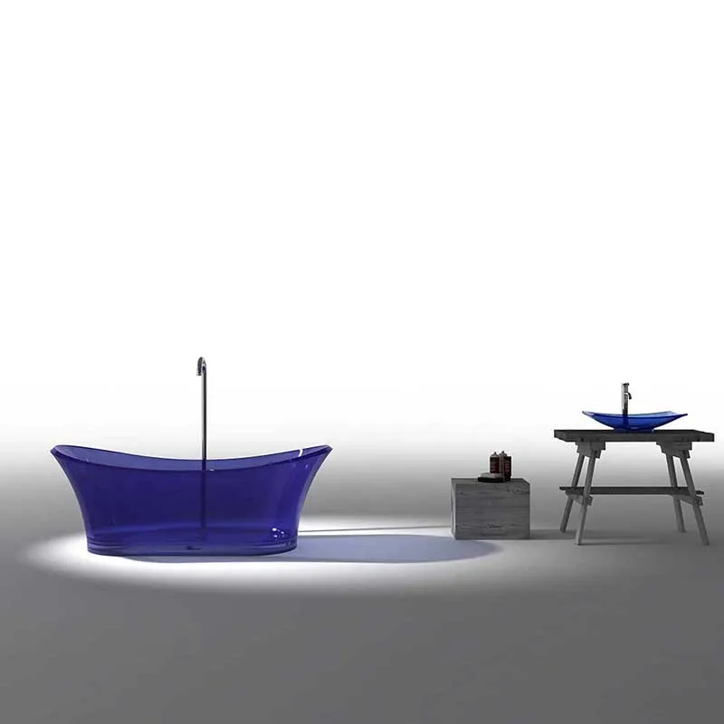 Azul 69 in. One Piece Anzzi Stone Freestanding Bathtub in Trancendent Regal Blue