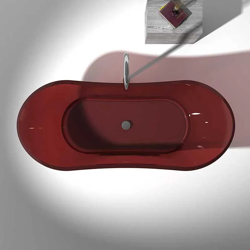 Azul 69 in. One Piece Anzzi Stone Freestanding Bathtub in Translucent Deep Red