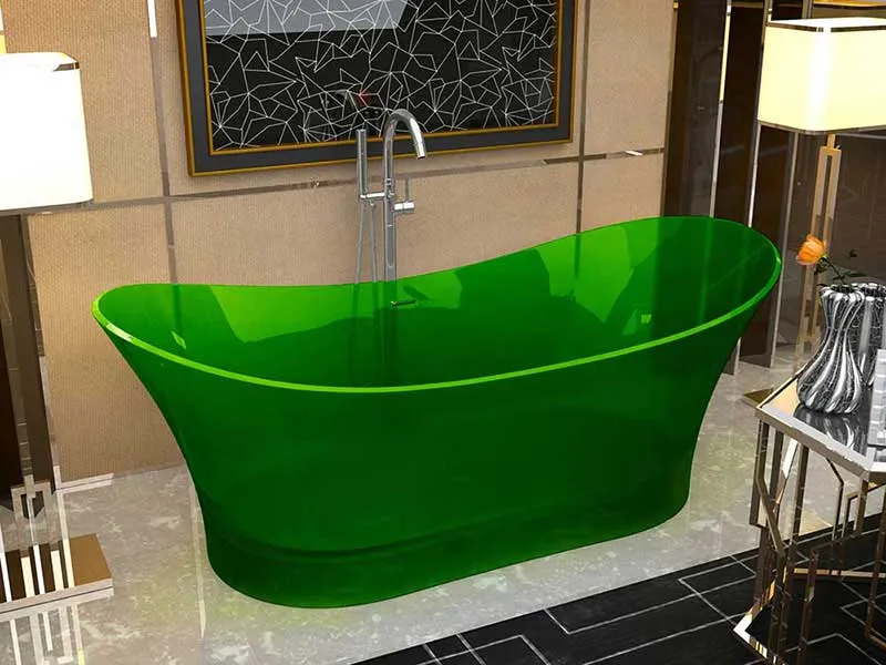 Azul 69 in. One Piece Anzzi Stone Freestanding Bathtub in Translucent Emerald Green