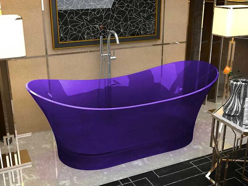 Azul 69 in. One Piece Anzzi Stone Freestanding Bathtub in Translucent Evening Violet