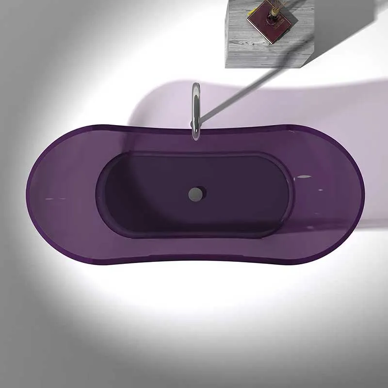 Azul 69 in. One Piece Anzzi Stone Freestanding Bathtub in Translucent Evening Violet