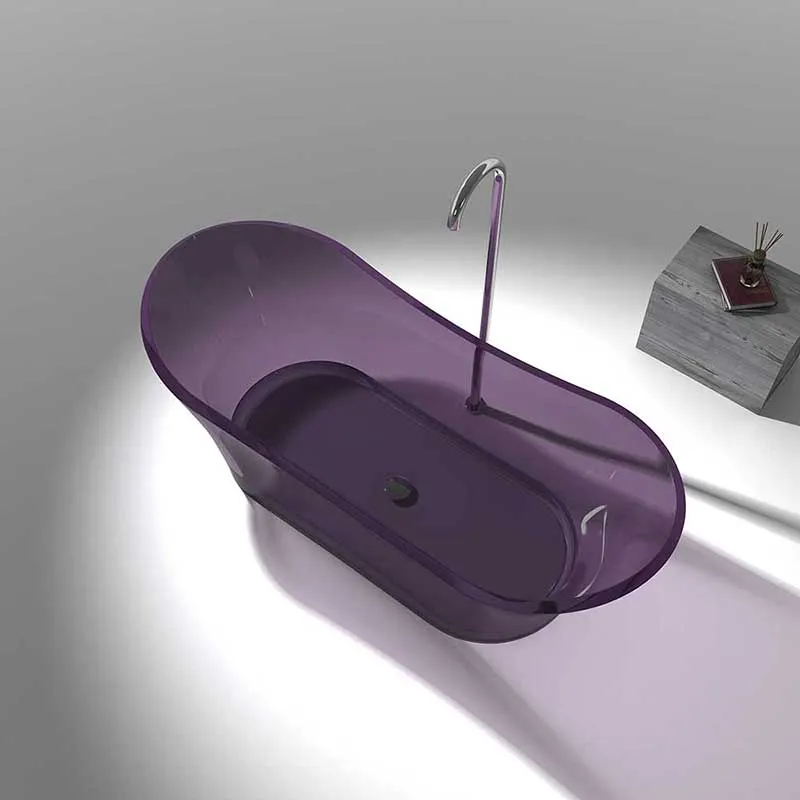 Azul 69 in. One Piece Anzzi Stone Freestanding Bathtub in Translucent Evening Violet